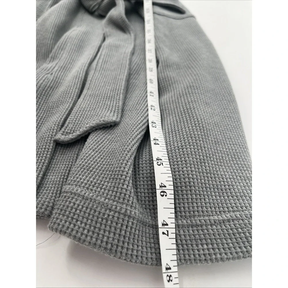 L.L. BEAN Comfort Waffle Robe Cotton Blend Waffle Knit Gray Small